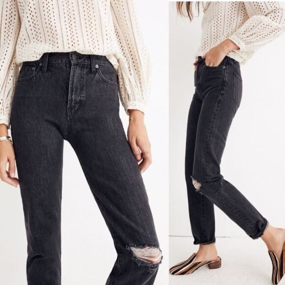 Madewell The Perfect Vintage Jean in Roxstone‎ Wash size 24 Knee-Rip Edition - Picture 2 of 11